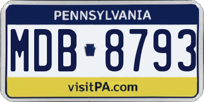 PA license plate MDB8793