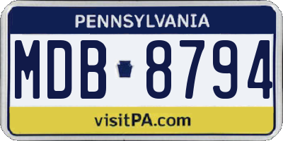 PA license plate MDB8794