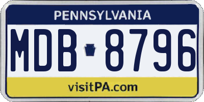 PA license plate MDB8796