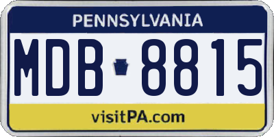 PA license plate MDB8815