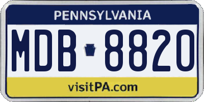 PA license plate MDB8820