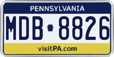 PA license plate MDB8826