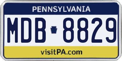 PA license plate MDB8829