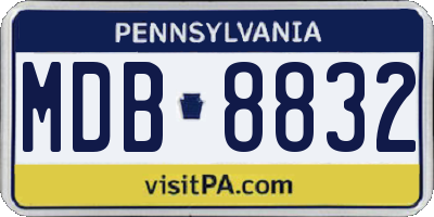 PA license plate MDB8832