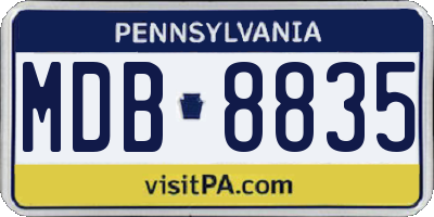 PA license plate MDB8835