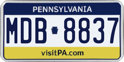 PA license plate MDB8837