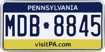 PA license plate MDB8845