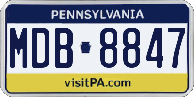 PA license plate MDB8847