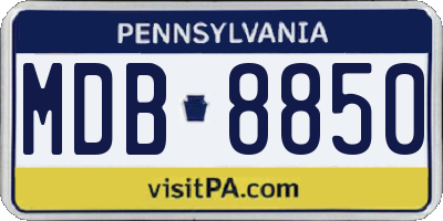 PA license plate MDB8850