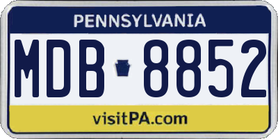 PA license plate MDB8852
