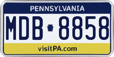 PA license plate MDB8858