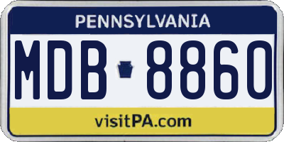 PA license plate MDB8860