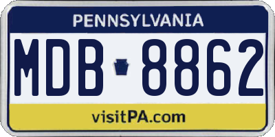 PA license plate MDB8862