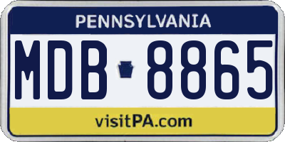 PA license plate MDB8865