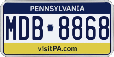 PA license plate MDB8868
