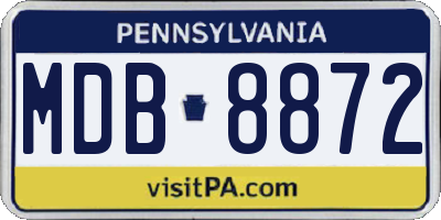 PA license plate MDB8872