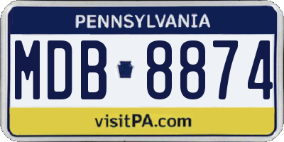 PA license plate MDB8874