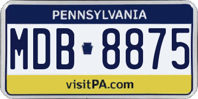 PA license plate MDB8875