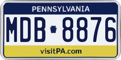 PA license plate MDB8876