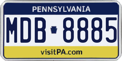 PA license plate MDB8885