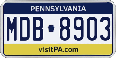 PA license plate MDB8903