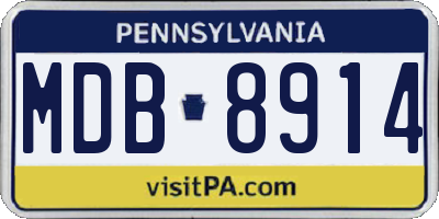 PA license plate MDB8914