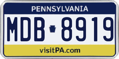 PA license plate MDB8919
