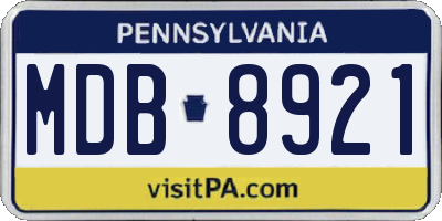PA license plate MDB8921