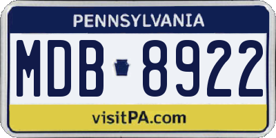 PA license plate MDB8922