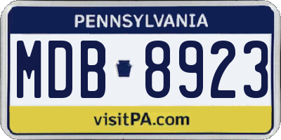 PA license plate MDB8923