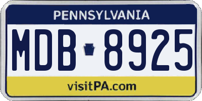 PA license plate MDB8925