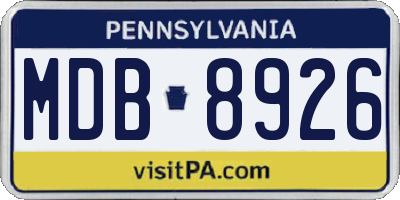 PA license plate MDB8926