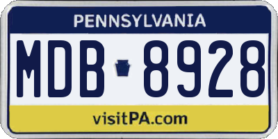 PA license plate MDB8928