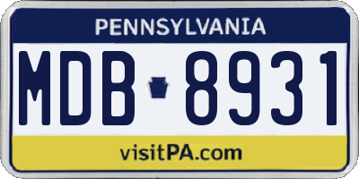 PA license plate MDB8931