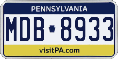 PA license plate MDB8933