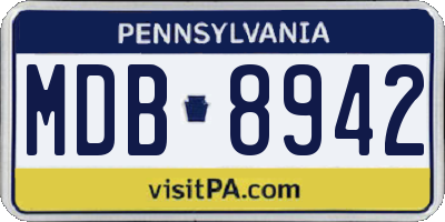 PA license plate MDB8942