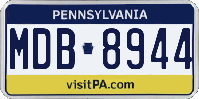 PA license plate MDB8944