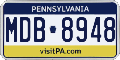 PA license plate MDB8948