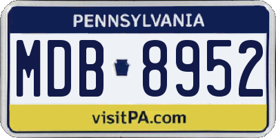PA license plate MDB8952