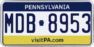 PA license plate MDB8953