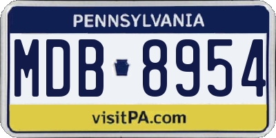 PA license plate MDB8954