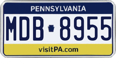 PA license plate MDB8955