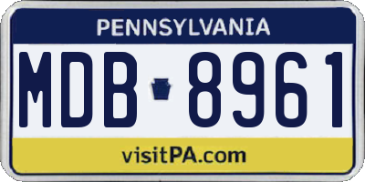 PA license plate MDB8961