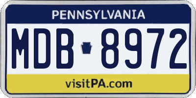 PA license plate MDB8972