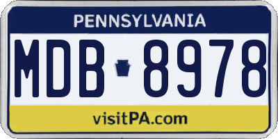 PA license plate MDB8978