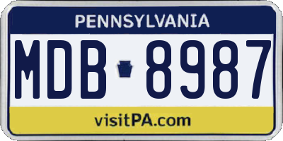 PA license plate MDB8987