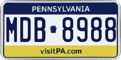 PA license plate MDB8988