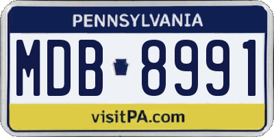 PA license plate MDB8991