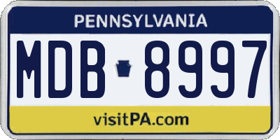 PA license plate MDB8997