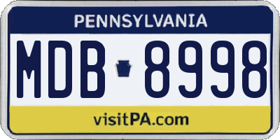PA license plate MDB8998